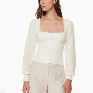 WILFRED Aritzia Chance Long Sleeve Sweater Top Sz S White